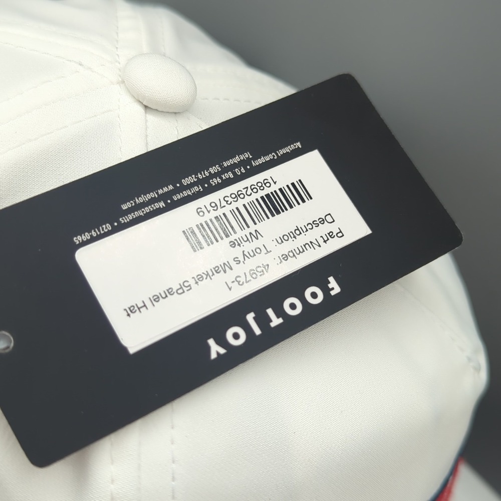 FootJoy Tony's Market 5 Panel 18th Flag White/Red Adjustable Snapback Rope Hat - Picture 8 of 13